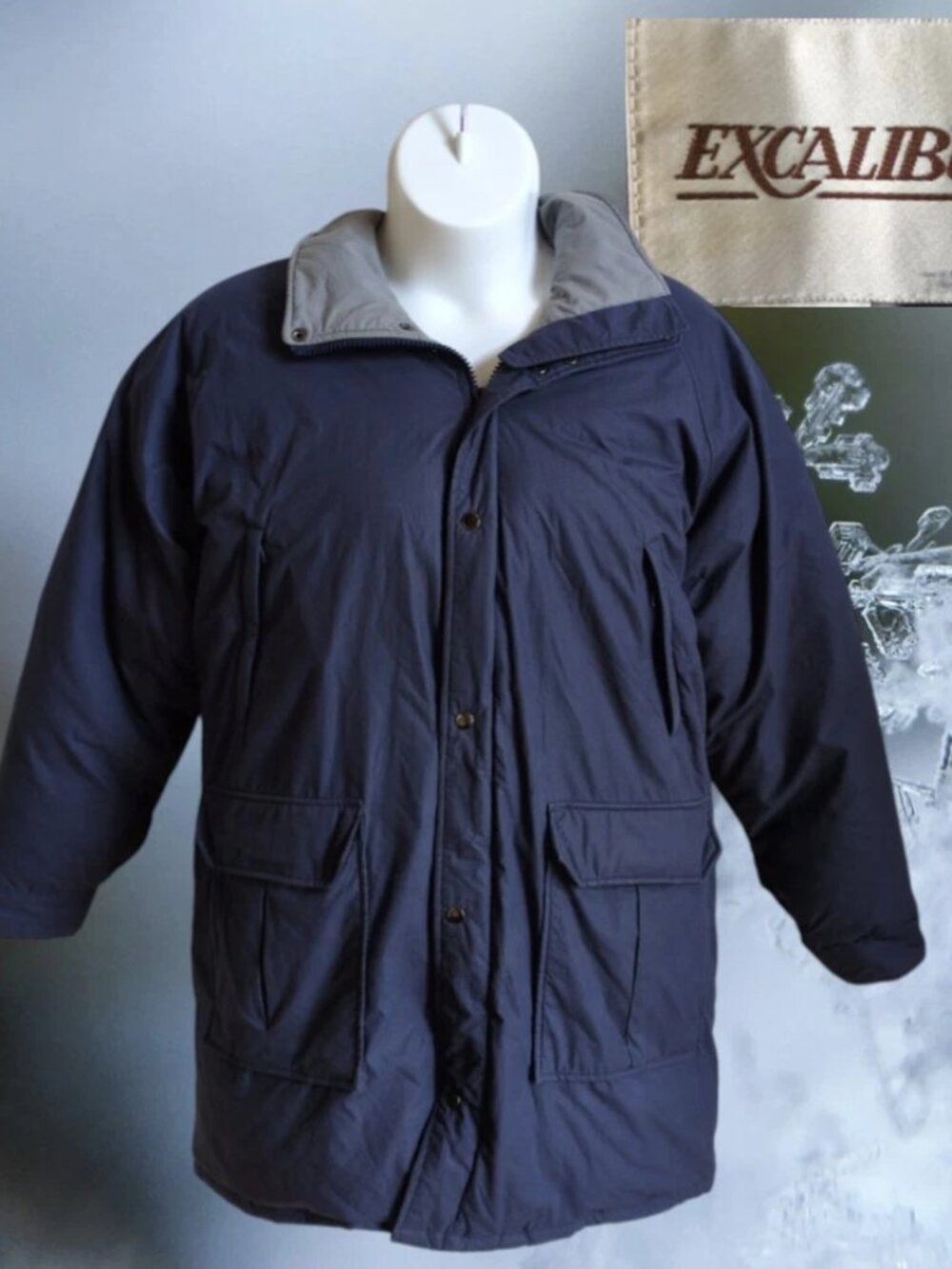 Excalibur Goose Down Men’s Size XL TALL Blue Winter Parka Jacket Warm Insulated